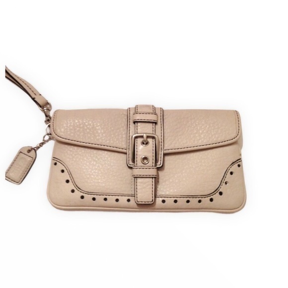 Coach Perforated Leather Wristlet Mini Clutch Bag Vintage Y2k